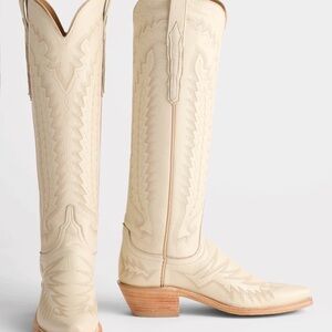 Lucchese Cream Western Heeled Boots